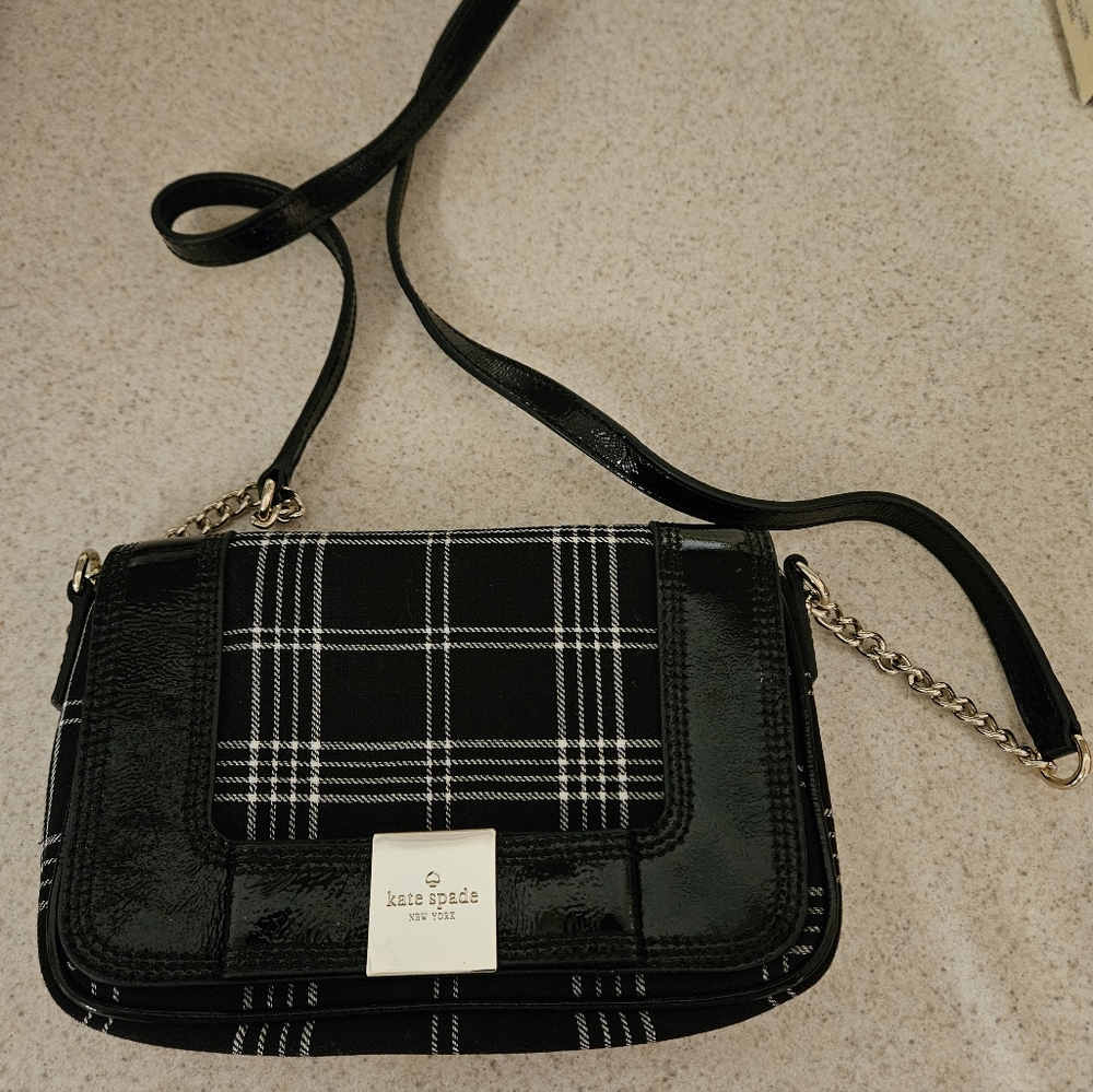 EUC Kate Spade Black and White Checkered Crossbody Bag